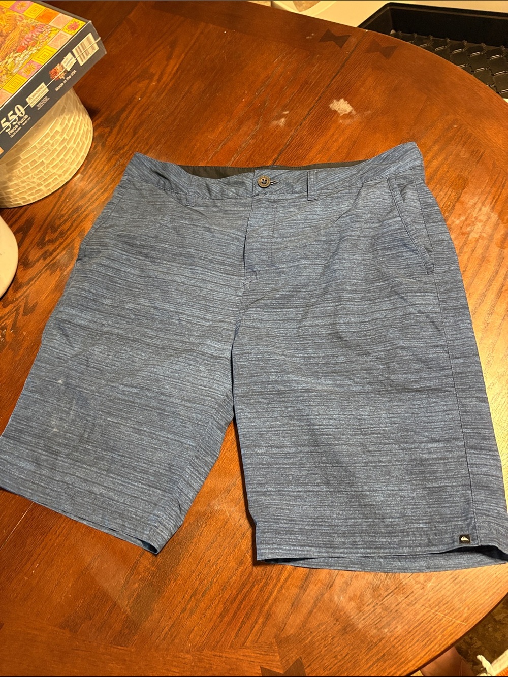 Quiksilver Men's Heathered Slate Blue Flat Front Shorts